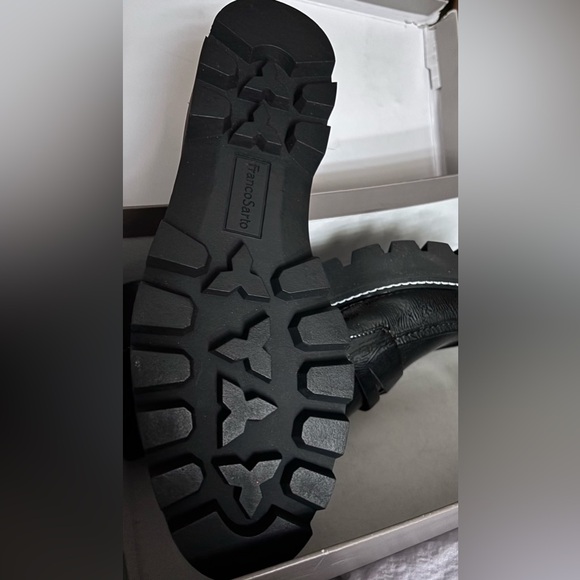 Franco Sarto NIB Balin Lug Sole Penny Loafer Black Crinkle Patent Leather SZ9 - Picture 10 of 11